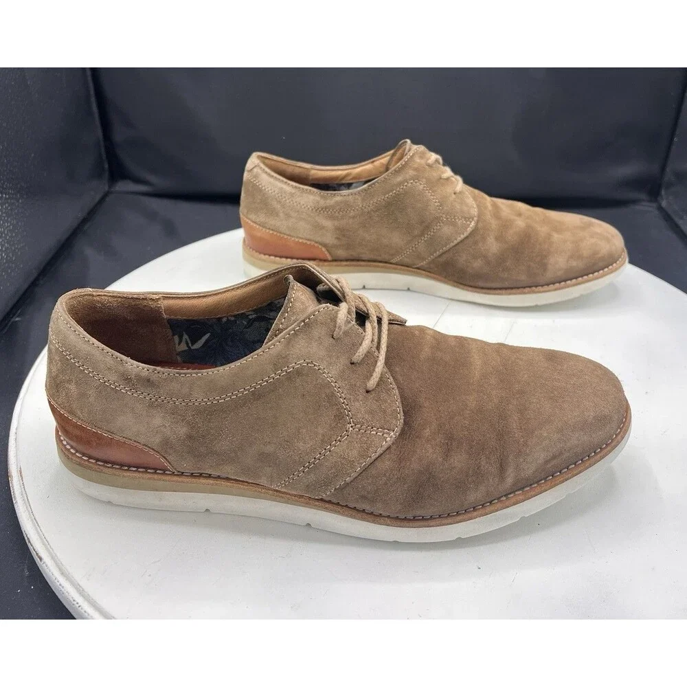 Johnston & Murphy Men’s Tan Suede Lace-Up Derby Sheepskin 8M 20-9558